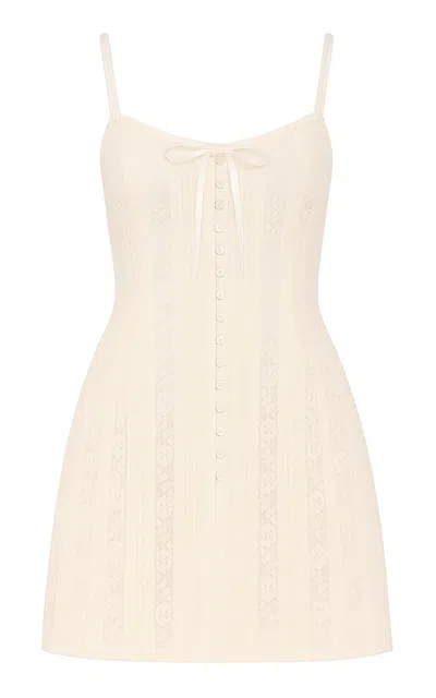 Loveshackfancy Aster Lace-detailed Mini Dress In Yellow