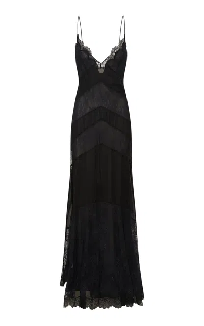 Loveshackfancy Astra Paneled Lace Maxi Dress In Black
