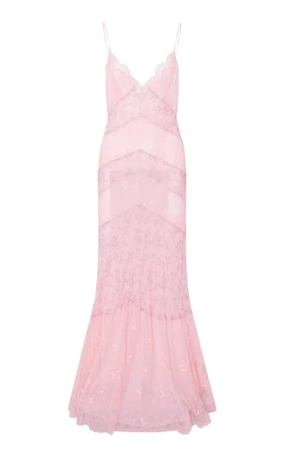 Loveshackfancy Astra Paneled Lace Maxi Dress In Pink