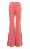 Loveshackfancy Attina -stretch-corduroy Flared Pants In Berry