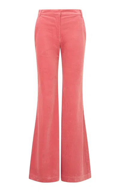 Loveshackfancy Attina -stretch-corduroy Flared Pants In Berry