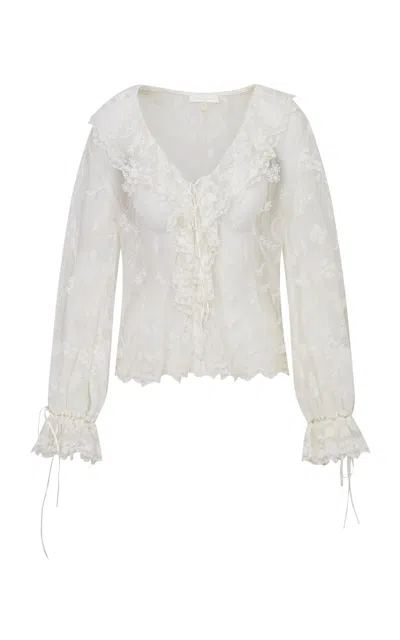 Loveshackfancy Aubrenna Sheer Top In White