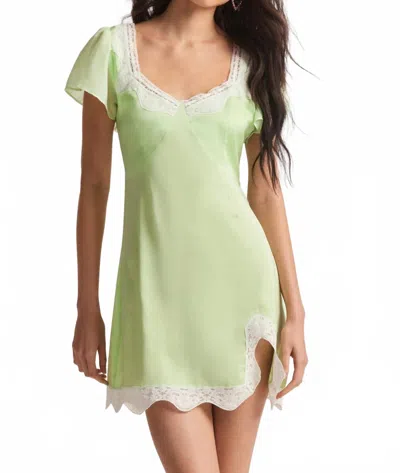 Loveshackfancy Aubrietta Embroidered Lace Mini Dress In Lime In Green