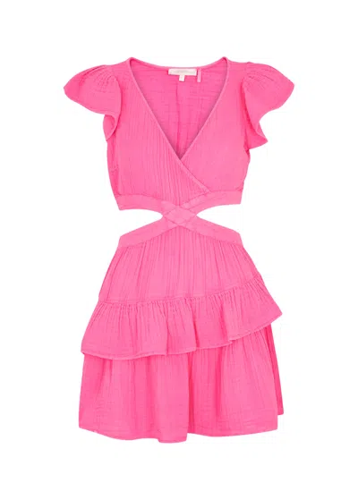 Loveshackfancy Audrina Cut-out Seersucker Mini Dress In Pink