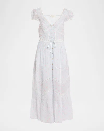Loveshackfancy Aurela Floral Cotton Maxi Dress In White