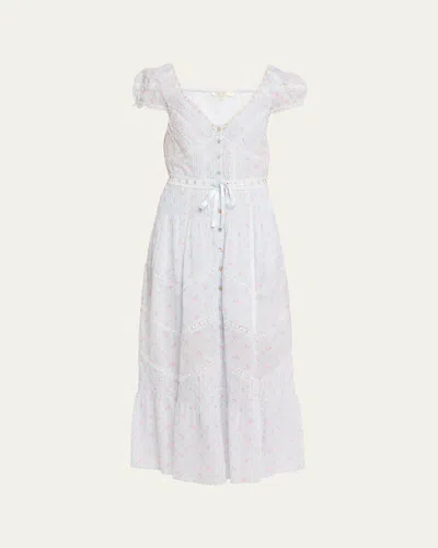 Loveshackfancy Aurela Floral Cotton Maxi Dress In White