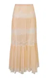Loveshackfancy Aureline Silk Midi Skirt In Coral