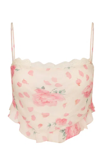 Loveshackfancy Aurevine Trumeau Rose Chiffon Top In Multi