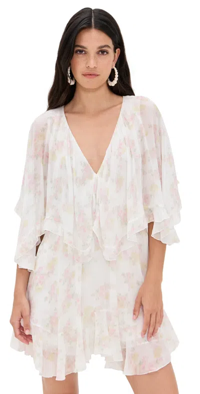 LOVESHACKFANCY AVALINE DRESS WHITE PEACH