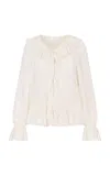 Loveshackfancy Avee Ruffled Silk Blouse In Neutral