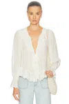 Loveshackfancy Avee Silk Ruffled Blouse In White