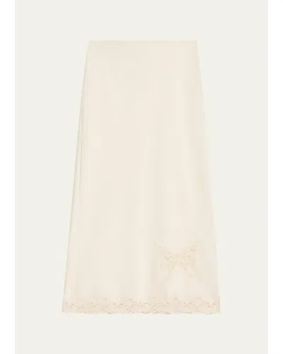 Loveshackfancy Avelaine Satin Midi Skirt In White