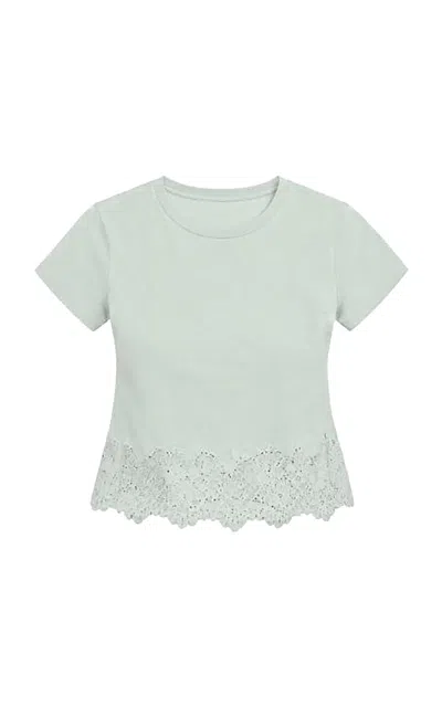 Loveshackfancy Avelina Cotton Tee In Green