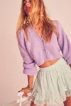 Loveshackfancy Avignon Cropped Cardigan Purple In Purple