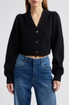 Loveshackfancy Avignon Wool & Cashmere Crop Cardigan In Black