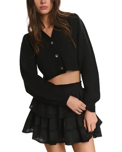 Loveshackfancy Avignon Wool & Cashmere-blend Crop Cardigan In Black