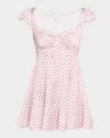 Loveshackfancy Avine Polka-dot Mini Dress In White