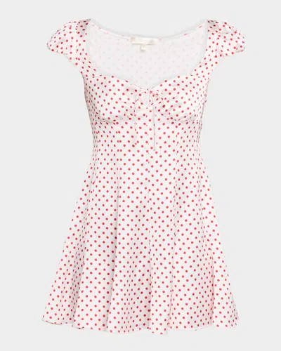 LOVESHACKFANCY AVINE POLKA-DOT MINI DRESS