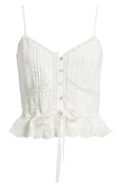 Loveshackfancy Avra Lace Trim Crop Top In White