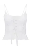 Loveshackfancy Avra Tie-detailed Cotton Top In White
