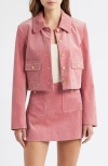 Loveshackfancy Aylin Corduroy Crop Jacket In Pink