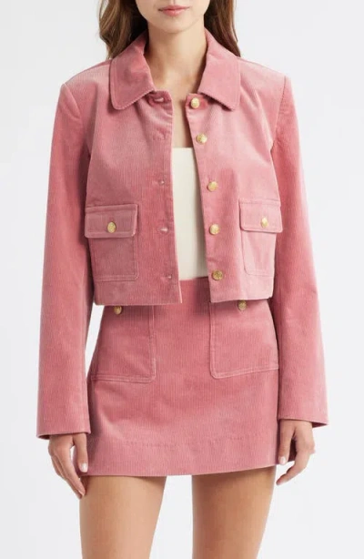 Loveshackfancy Aylin Corduroy Crop Jacket In Pink