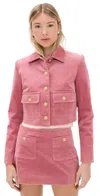 Loveshackfancy Aylin Corduroy Crop Jacket In Pink