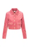Loveshackfancy Aylin Stretch-corduroy Cropped Jacket In Berry