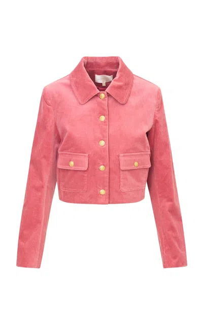 Loveshackfancy Aylin Stretch-corduroy Cropped Jacket In Berry