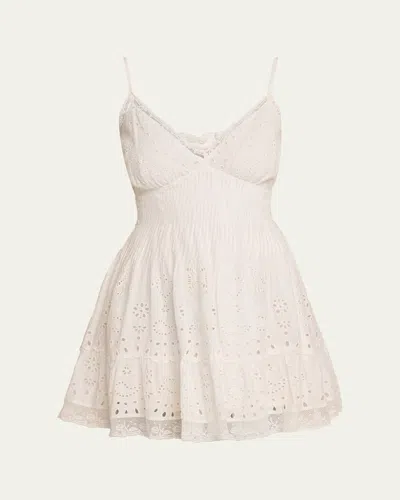 Loveshackfancy Azar Broderie Anglaise Mini Dress In White