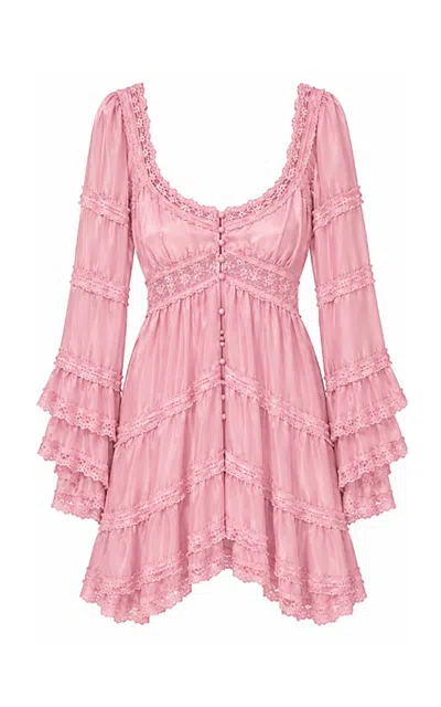 Loveshackfancy Azeline Haute Habotai Lace Mini Dress In Pink