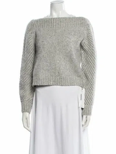 Pre-owned Loveshackfancy Baby Alpaca Bateau Neckline Sweater In Blue