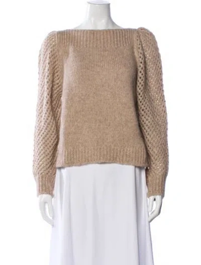 Pre-owned Loveshackfancy Baby Alpaca Bateau Neckline Sweater In Brown