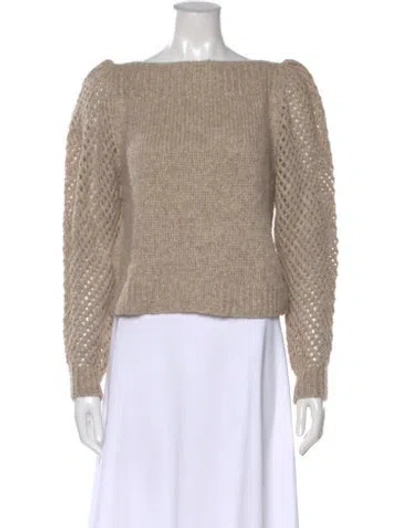 Pre-owned Loveshackfancy Baby Alpaca Bateau Neckline Sweater In Brown