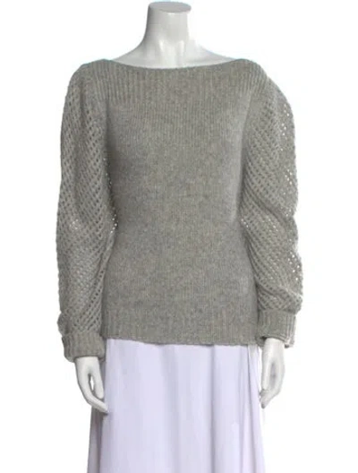 Pre-owned Loveshackfancy Baby Alpaca Bateau Neckline Sweater In Gray