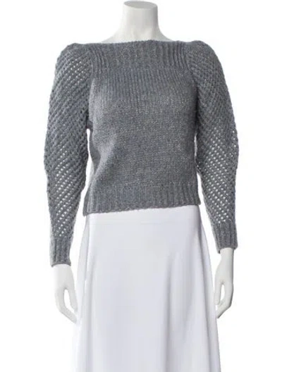 Pre-owned Loveshackfancy Baby Alpaca Bateau Neckline Sweater In Gray