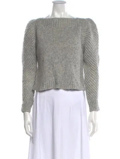 Pre-owned Loveshackfancy Baby Alpaca Bateau Neckline Sweater In Gray