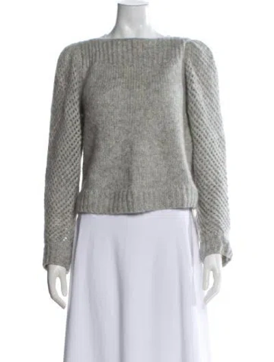 Pre-owned Loveshackfancy Baby Alpaca Bateau Neckline Sweater In Gray