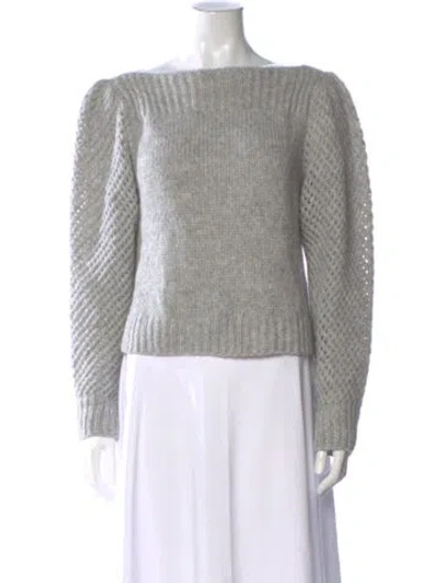 Pre-owned Loveshackfancy Baby Alpaca Bateau Neckline Sweater In Gray
