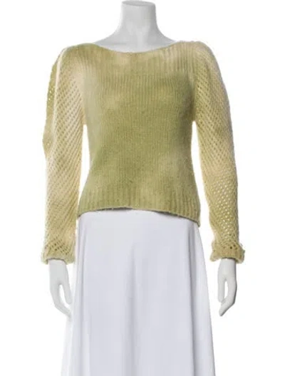 Pre-owned Loveshackfancy Baby Alpaca Bateau Neckline Sweater In Green