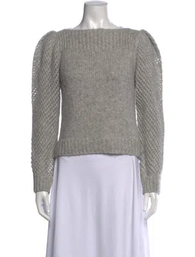 Pre-owned Loveshackfancy Baby Alpaca Bateau Neckline Sweater In Grey