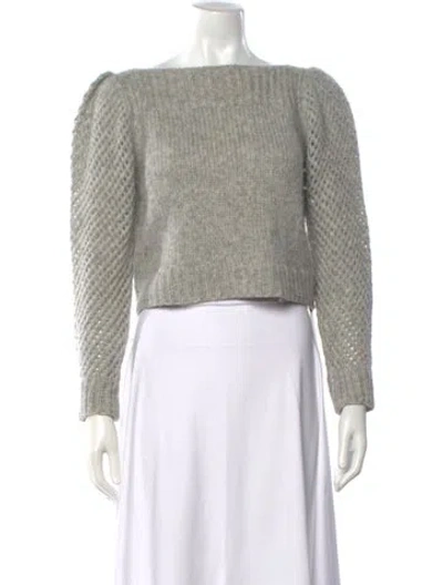 Pre-owned Loveshackfancy Baby Alpaca Bateau Neckline Sweater In Grey