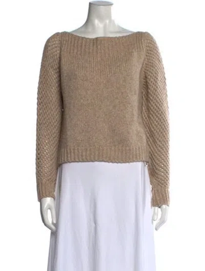Pre-owned Loveshackfancy Baby Alpaca Bateau Neckline Sweater In Metallic/neutrals