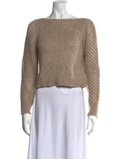 Pre-owned Loveshackfancy Baby Alpaca Bateau Neckline Sweater In Metallic/neutrals
