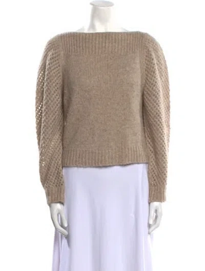 Pre-owned Loveshackfancy Baby Alpaca Bateau Neckline Sweater In Neutral