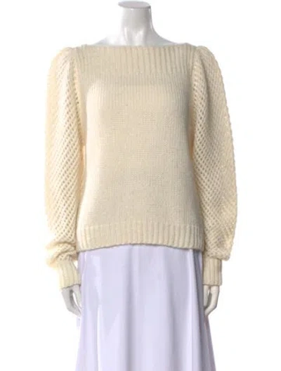 Pre-owned Loveshackfancy Baby Alpaca Bateau Neckline Sweater In Neutral