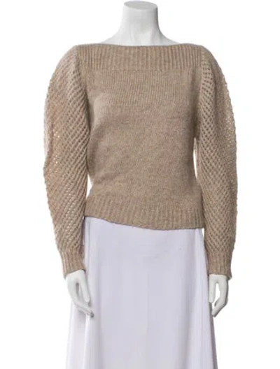 Pre-owned Loveshackfancy Baby Alpaca Bateau Neckline Sweater In Neutral