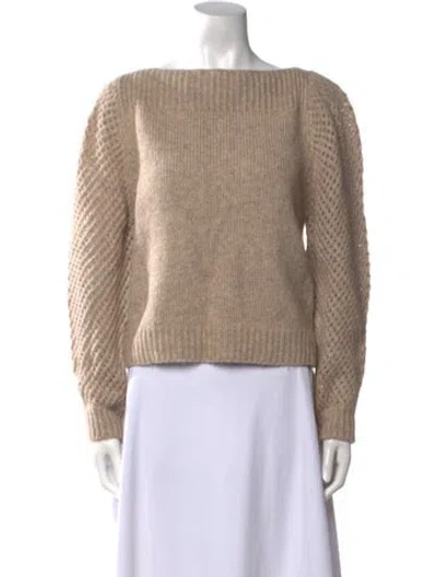 Pre-owned Loveshackfancy Baby Alpaca Bateau Neckline Sweater In Neutral