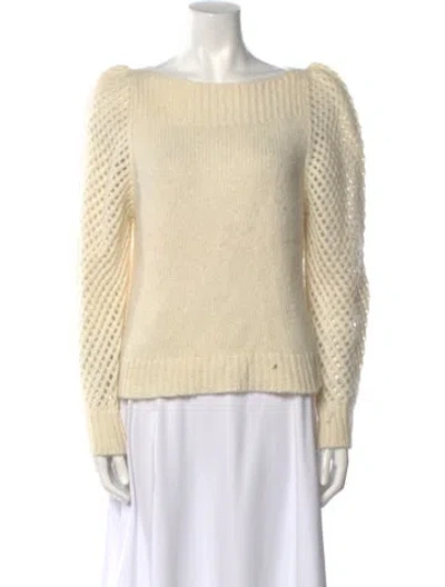 Pre-owned Loveshackfancy Baby Alpaca Bateau Neckline Sweater In Neutral