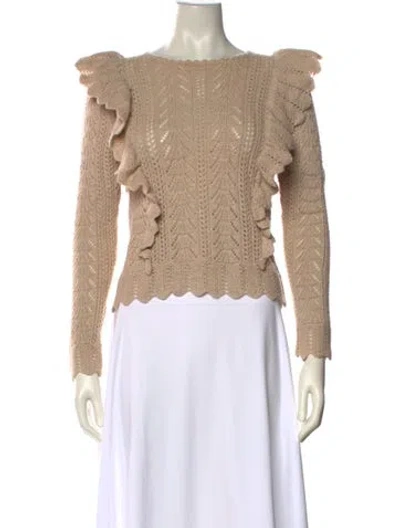 Pre-owned Loveshackfancy Baby Alpaca Bateau Neckline Sweater In Neutral